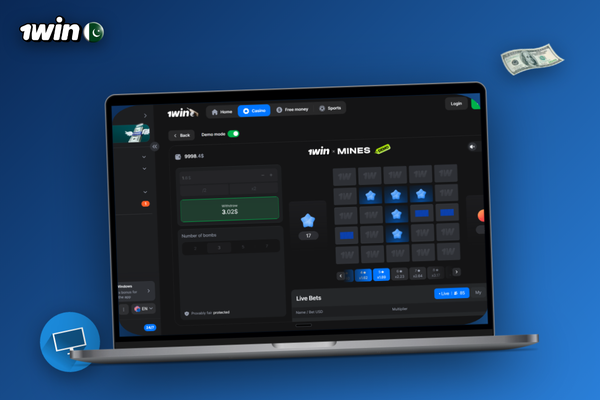 1Win affiliate login screen with email and password fields on a laptop