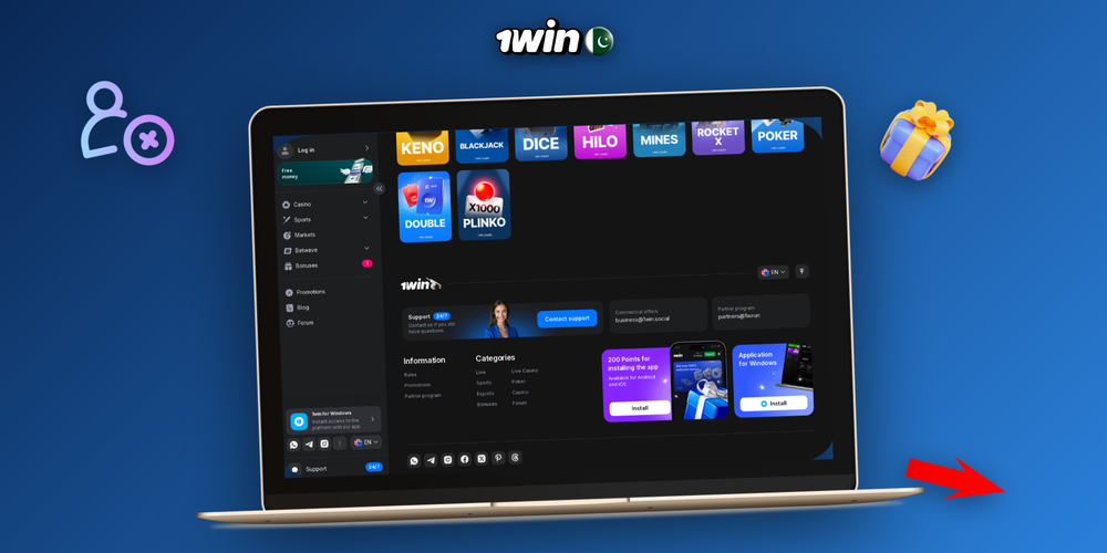 1Win application displayed across smartphone tablet and laptop screens side by side
