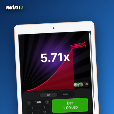 1Win Aviator dual bet panel with two PKR stake fields and separate cashout buttons