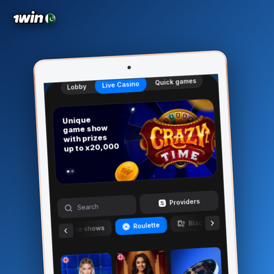 1Win live casino Evolution provider tile showing a flat-art roulette wheel in gold and red