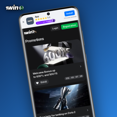 1Win free spins bonus tile showing 500 FS stacked on the welcome offer