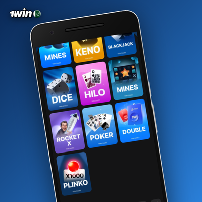1Win casino jackpot slots with glowing progressive reels and a gold coin shower on dark blue