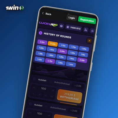 1Win Lucky Jet auto-cashout input locked at 1.80x multiplier on dark UI