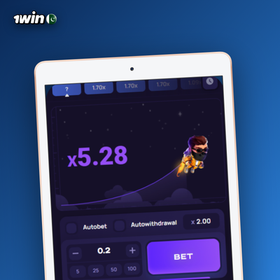 1Win Lucky Jet dual bet panel with two independent stakes and cashout buttons