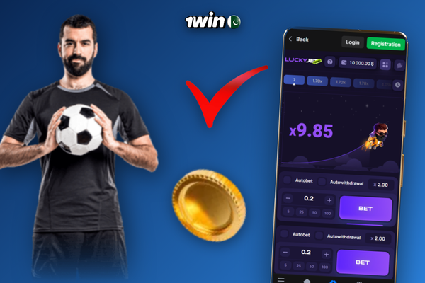 1Win Lucky Jet side panel showing live player bets and cash-out multipliers in PKR