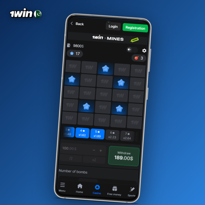 1Win Mines beginner level tile with one mine and maximum gem odds