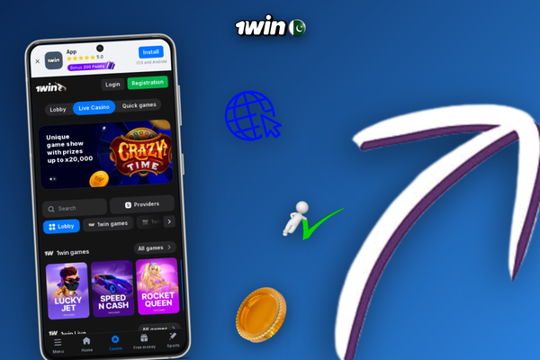 1Win casino online collage of 150-plus provider slot grids in gold teal and purple