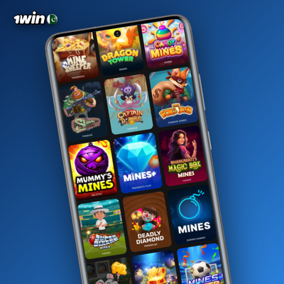 1Win casino NetEnt provider tile with glowing diamond symbol on midnight-blue