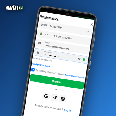One-click 1Win registration method letting Pakistan players choose PKR instantly