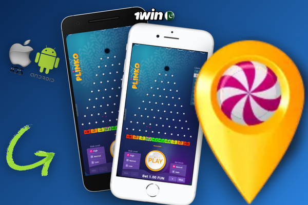 1Win Plinko autobet panel with round count stop-on-win and PKR bet fields