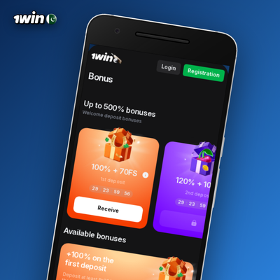 1Win reload bonus tile showing ongoing deposit boosts via the mobile app