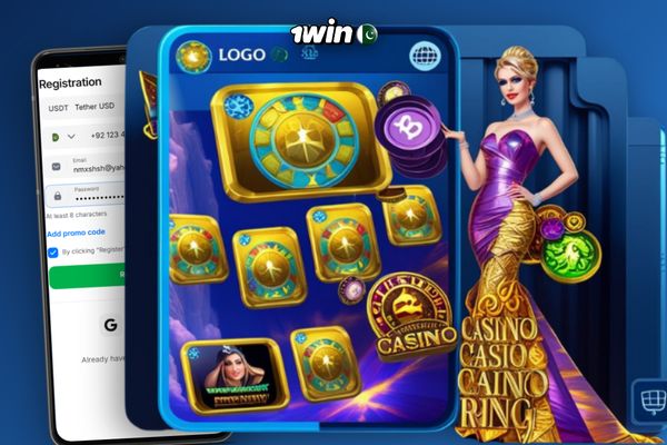 Enter promo code at 1Win sign up bonus registration screen on mobile
