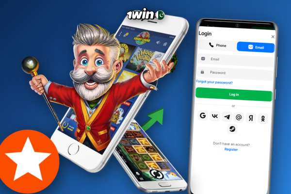 1Win sign up bonus card showing 500% welcome offer for new Pakistan players