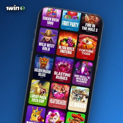 1Win casino games tile featuring Megaways video slots with gem and fruit symbols